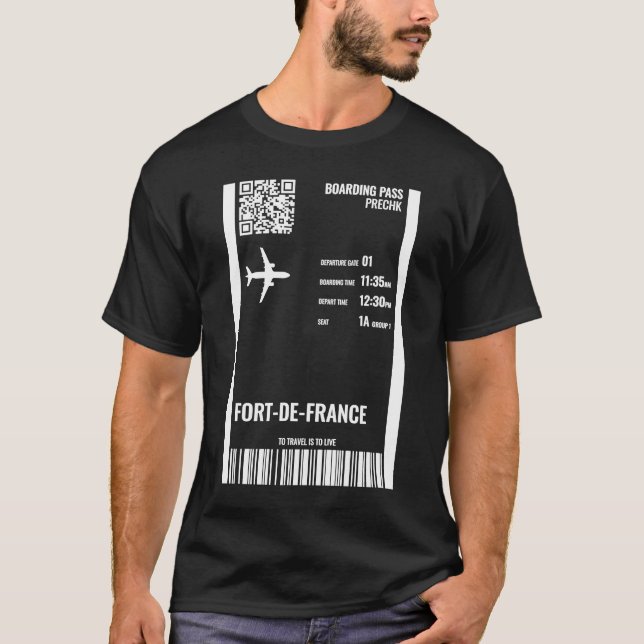 Fort de France Martinique Boarding Pass Airline Ti T-Shirt (Vorderseite)