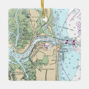 Fort George Inlet Florida Chart Keramikornament