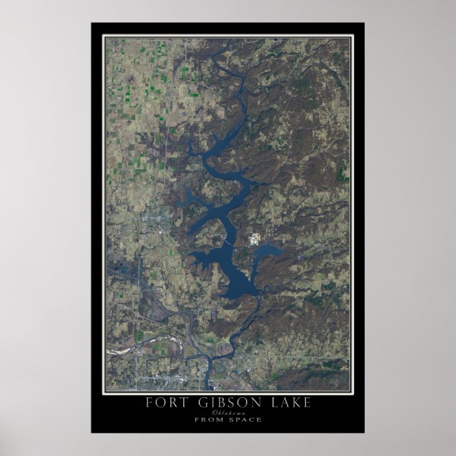 Fort Gibson Lake Oklahoma From Space Satellite Map Poster (Vorne)