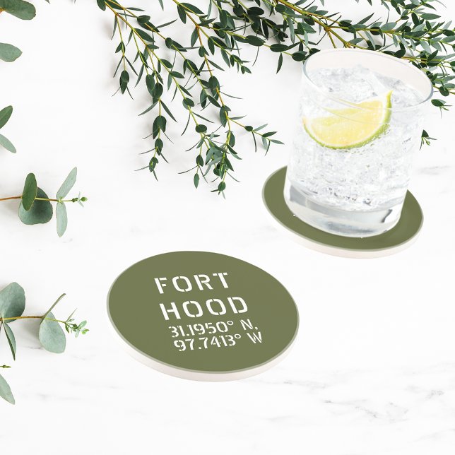 Fort Hood Latitude Länge Getränkeuntersetzer (Von Creator hochgeladen)