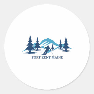 Fort Kent Maine Skigebiet Skifahren Skifahrer  Runder Aufkleber