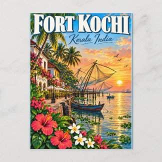 Fort Kochi Kerala India Vintage Travel Postkarte