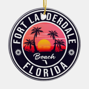 Fort Lauderdale Beach Florida Retro Sunset 60er Keramik Ornament