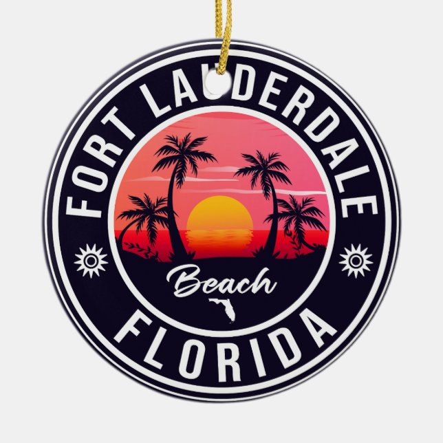 Fort Lauderdale Beach Florida Retro Sunset 60er Keramik Ornament (Vorne)