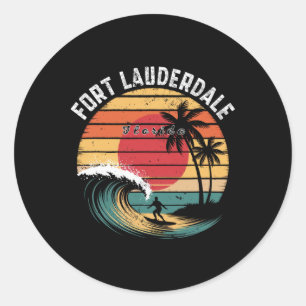 Fort Lauderdale Beach Florida Strand Surfen Runder Aufkleber