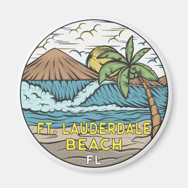 Fort Lauderdale Beach Florida Vintag Magnet (Vorne)