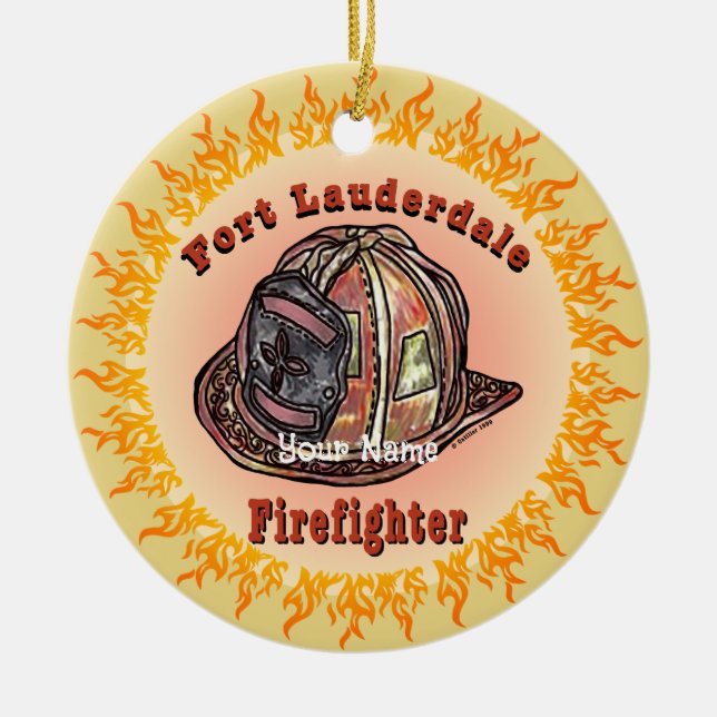 Fort Lauderdale Feuerwehrmann Keramik Ornament (Vorne)