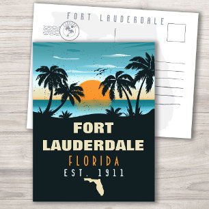 Fort Lauderdale Florida Beach Retro Sunset 60er Postkarte