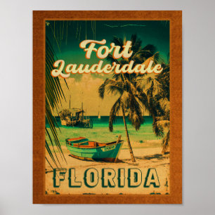 Fort Lauderdale Florida Beach Retro Tropischer 60e Poster