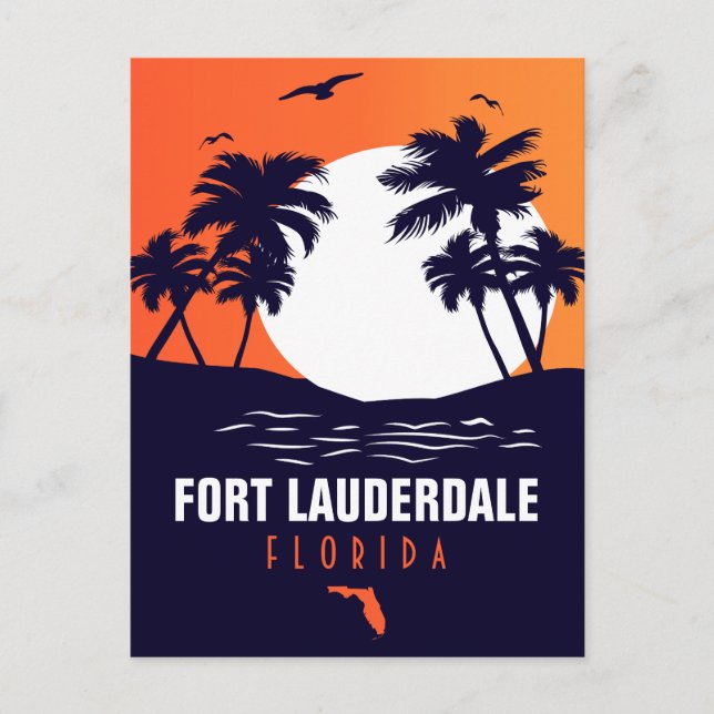 Fort Lauderdale Florida Beach Retro Tropischer 60e Postkarte (Vorderseite)