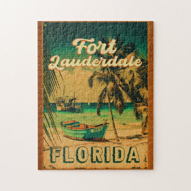 Fort Lauderdale Florida Beach Retro Tropischer 60e Puzzle (Vertikal)