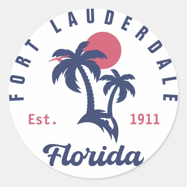 Fort Lauderdale Florida Beach Tropical Souvenirs Runder Aufkleber (Vorderseite)
