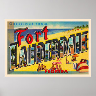 Fort Lauderdale Florida FL Großer Brief Postkarte Poster