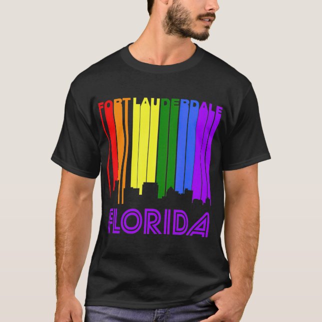 Fort Lauderdale Florida LGBTQ Gay Pride Skyline T T-Shirt (Vorderseite)