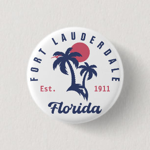 Fort Lauderdale Florida Palm Tree Tropical Beach Button