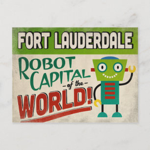 Fort Lauderdale Florida Robot - Funny Vintag Postkarte