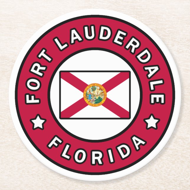 Fort Lauderdale Florida Runder Pappuntersetzer (Vorderseite)