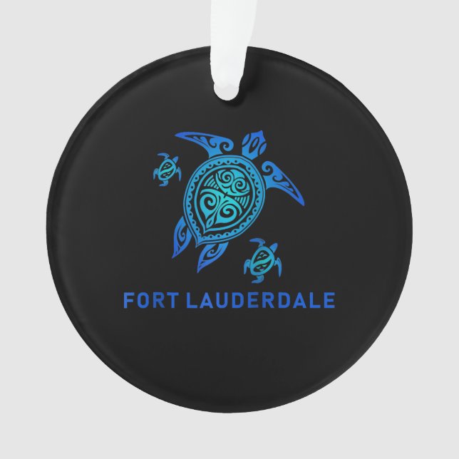 Fort Lauderdale Florida Sea Blue Tribal Turtle Ornament (Vorderseite)