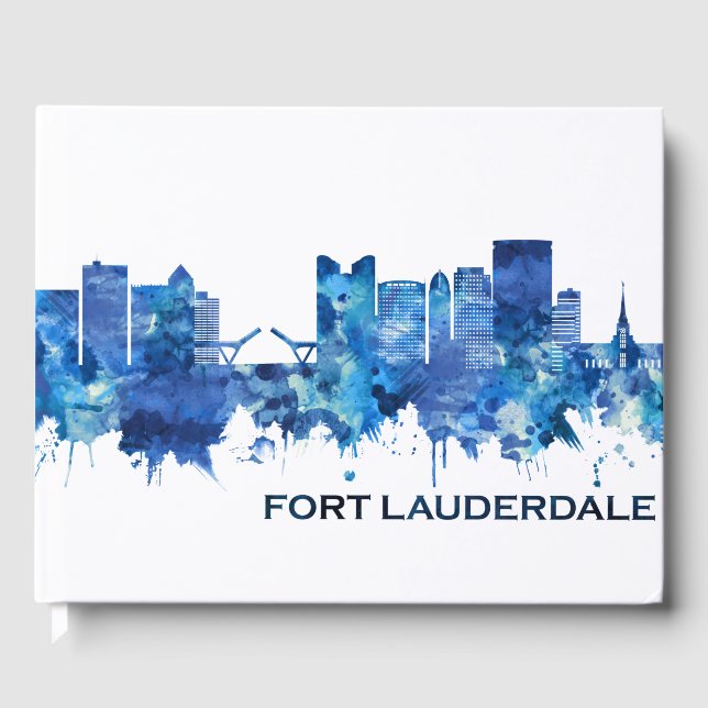 Fort Lauderdale Florida Skyline Blue Gästebuch (Vorderseite)