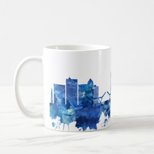 Fort Lauderdale Florida Skyline Blue Kaffeetasse (Links)