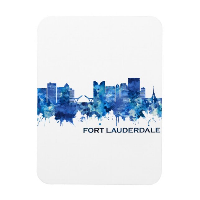 Fort Lauderdale Florida Skyline Blue Magnet (Vertikal)