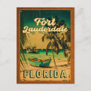 Fort Lauderdale Florida Strand Retro Tropisch 60er Postkarte