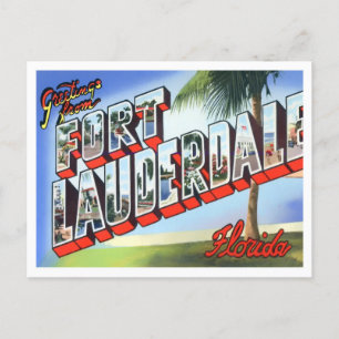 Fort Lauderdale, Florida Vintag Big Letters Postkarte