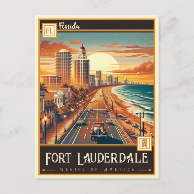 Fort Lauderdale, Florida | VINTAG Postkarte (Vorderseite)