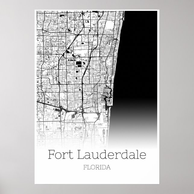 Fort Lauderdale Map - Florida - City Map Poster (Vorne)