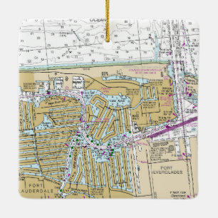 Fort Lauderdale Nautical Chart Keramikornament