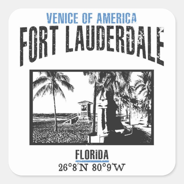 Fort Lauderdale Quadratischer Aufkleber (Vorderseite)
