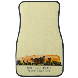 Fort Lauderdale Skyline & Coordinates Autofußmatte