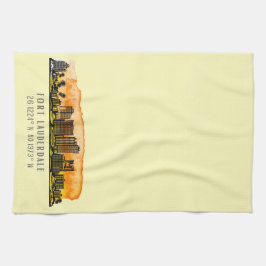 Fort Lauderdale Skyline & Coordinates Geschirrtuch