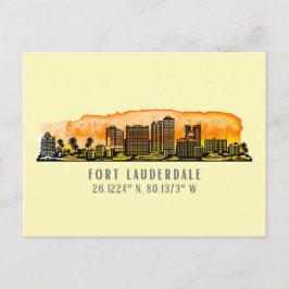 Fort Lauderdale Skyline & Coordinates Postkarte