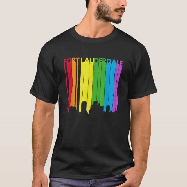 Fort Lauderdale Skyline LGBT Pride T Shirt (Vorderseite)