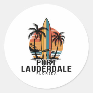 Fort Lauderdale Strand Florida Surfen Surfer _1 Runder Aufkleber