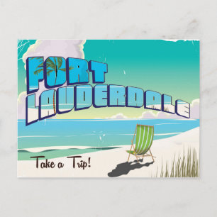 Fort Lauderdale Vintage-Reiseplakat Postkarte