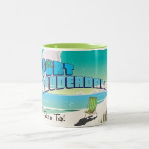 Fort Lauderdale Vintage-Reiseplakat Zweifarbige Tasse