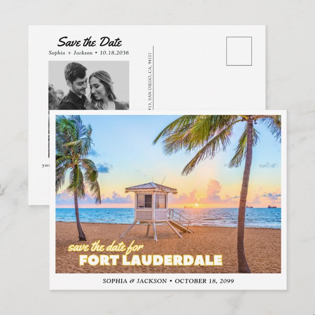 Fort Lauderdale Wedding Save the Date Postcard Postkarte (Vorne/Hinten)