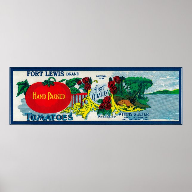 Fort Lewis Tomato LabelRoanoke, VA Poster (Vorne)