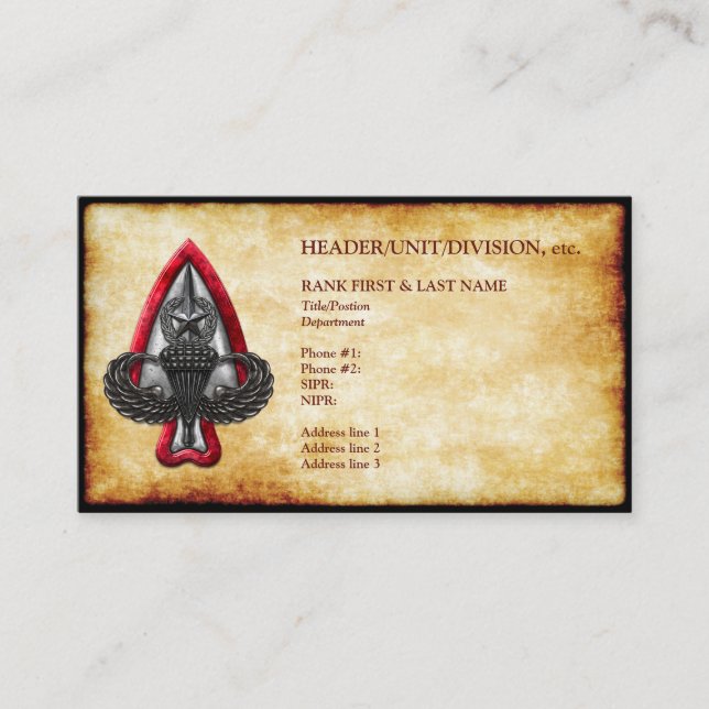 Fort Liberty individuell anpassbare Old Paper Busi Visitenkarte (Vorderseite)