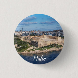 Fort Manoel und Sliema aus Valletta, Malta Button
