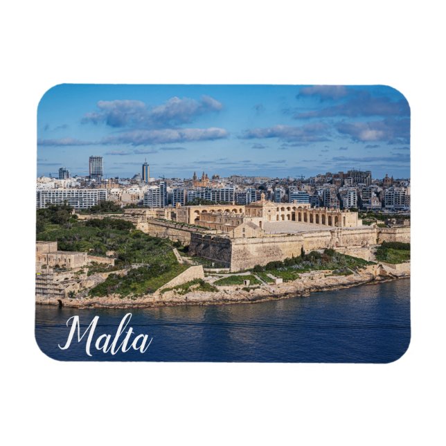 Fort Manoel und Sliema aus Valletta, Malta Magnet (Horizontal)