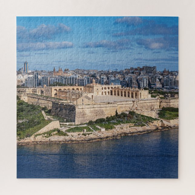 Fort Manoel und Sliema aus Valletta, Malta Puzzle (Vertikal)