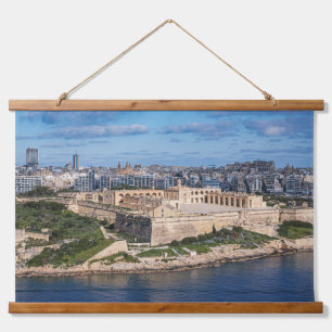Fort Manoel und Sliema aus Valletta, Malta Wandteppich Mit Holzrahmen