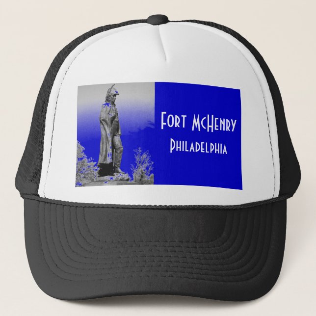 Fort McHenry Statue B+W Truckerkappe (Vorderseite)