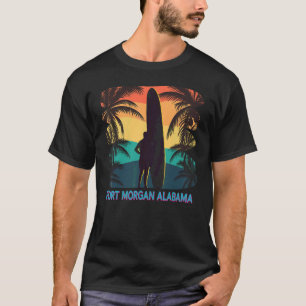 Fort Morgan Alabama Al Palm Tree Surfboard Surfer T-Shirt