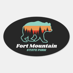 Fort Mountain Staat Park Georgia GA Bear Retro Ovaler Aufkleber
