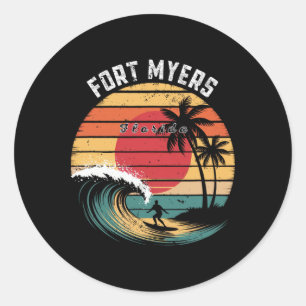 Fort Myers Beach Florida Strand Surfen Runder Aufkleber