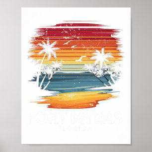 Fort Myers Beach Florida Surfbrett Surfen Vintage Poster